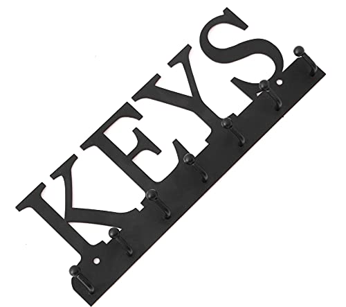 Key Holder Wall Mounted Key Hooks for Wall Decorative with 7 Hooks Black Metal Key Organizer Rack Hanger for Entryway