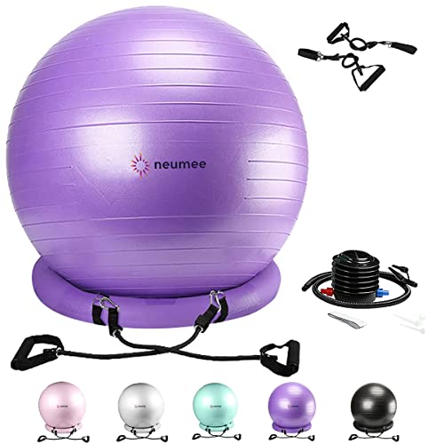 Yoga Ball Chair with 65cm Exercise Ball & 2 Resistance Bands