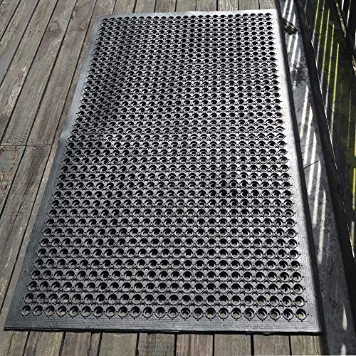 Outdoor Rubber Floor Mat Anti Slip Commercial Resturant Kitchen Mat Rubber Drainage Mat 60 x 35 Inch Heavy Duty Mat for Garage Garden Indoor Outside Industral Pool Entrance Bar Wet Area Use
