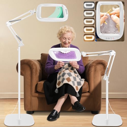 30X 10X Extra Large Floor Magnifying Glass with Light and Stand