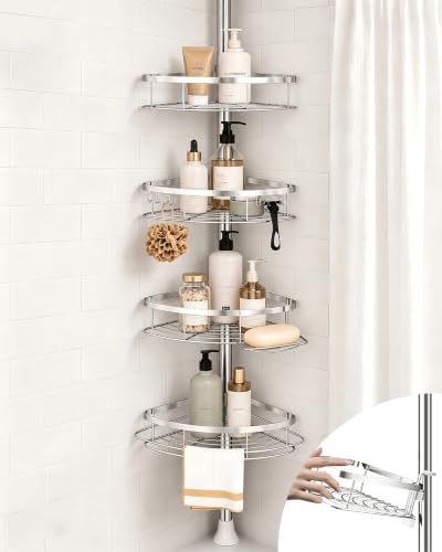 Rustproof Corner Shower Caddy Tension Pole for Bathroom Organizers