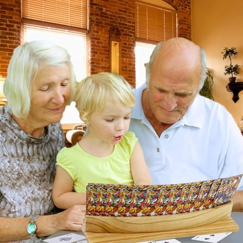 Card Holders for Playing Cards Set of 4 13inch Soild Wood Cards Holders for Kids Seniors Adults