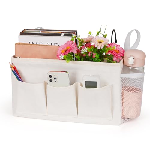 Bedside Caddy Bedside Organizer Bedside Storage Caddy with Fixed Straps and Water Bottle Holder for Home College Dorm Bunk Bed Hospital Bed Crib Bed Rails