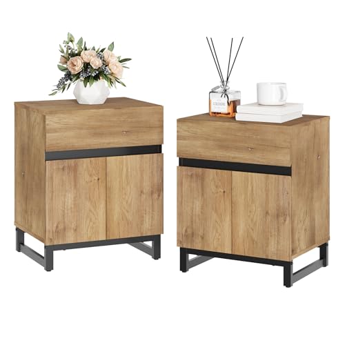 Modern End Table with 1 Drawer & 1 Storage Cabinet
