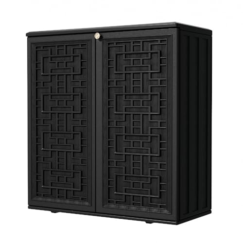 Mrossa Indoor Outdoor Storage Cabinet Waterproof with 1 Shelves Resin Outdoor Cabinets for Patio
