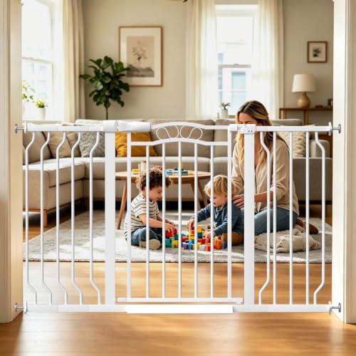 29.5" 81.1" Extra Wide Baby Gates for Stairs Doorways No Drill