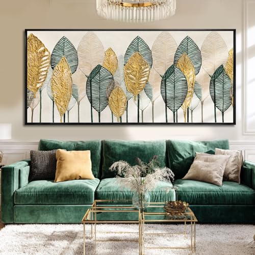 Gold Tree Wall Art Framed Canvas Pictures Sunflowers Wall Decor Beach Decorations Gold And Green Arts for Home Hotel