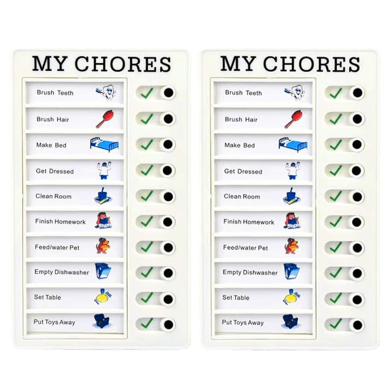2 Pcs Chore Chart for Adults to do List My Chores Checklist Task Board Sliding Routine Chart for Kids