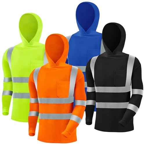 4 Pcs Safety Shirts Hi Vis Hoodie