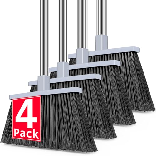 Broom 4 Pack Heavy Duty Outdoor Brooms for Floor Cleaning