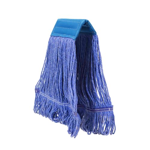 Looped End String Wet Mop Heavy Duty Cotton Mop Commercial Industrial Grade Iron Pole Jaw Clamp Floor Cleaning 51in Long