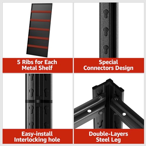 Garage Shelving Heavy Duty Storage Shelves 3000 LBS Adjustable Metal Shelving Uints and Storage for Garage