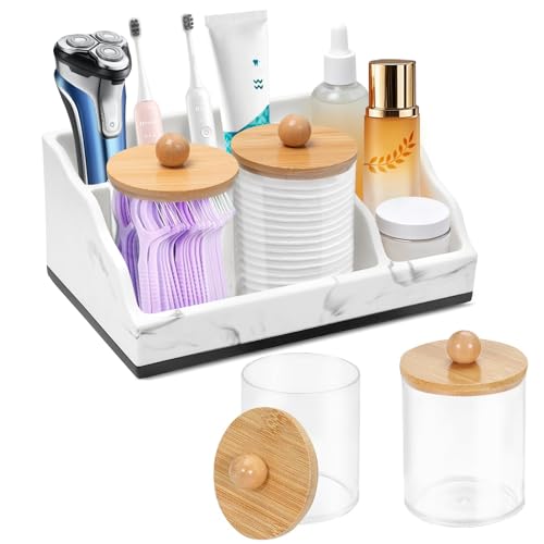 Bathroom Organizer Countertop White Marble Toothbrush Holders