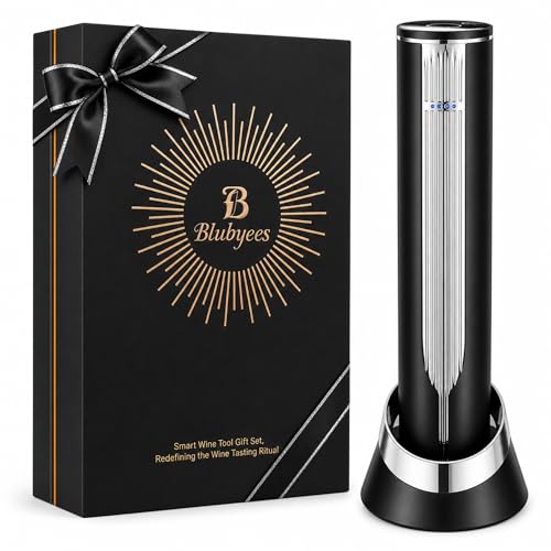 4-in-1 Rechargeable Electric Wine Opener Set - Automatic Corkscrew, Foil Cutter, Aerator Pourer, Vacuum Stopper - Wine Lovers Gifts for Women and Men