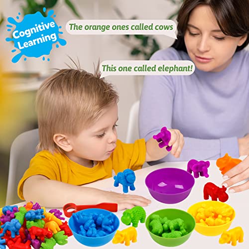 Counting Dinosaur Toys Matching Games with Sorting Bowls Sorting Toys for Toddlers Preschool Learning Activities for Math Color Sensory Montessori Fine Motor Skills Toys for 3 4 5 Years Old Boys Girls