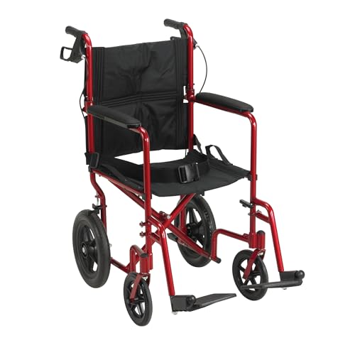 EXP19LTBL Lightweight Expedition Transport Wheelchair Blue with Hand Brakes