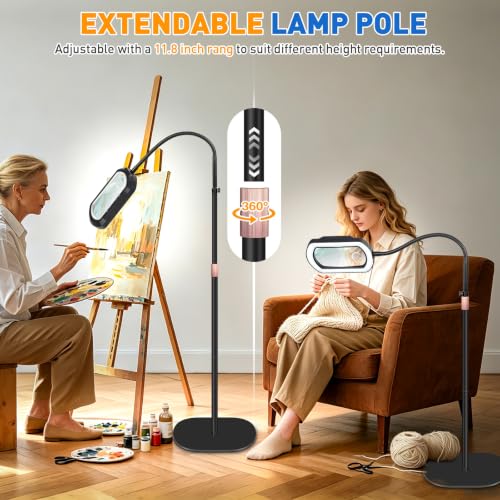 12X 30X Square Gooseneck Floor Magnifying Glass with Light and Stand