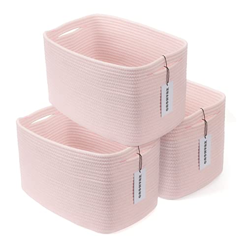 Cotton Rope storage Basket Bins Woven Basket for Organizing Shelves Rectangle Decorative Baskets For storage 3 pack