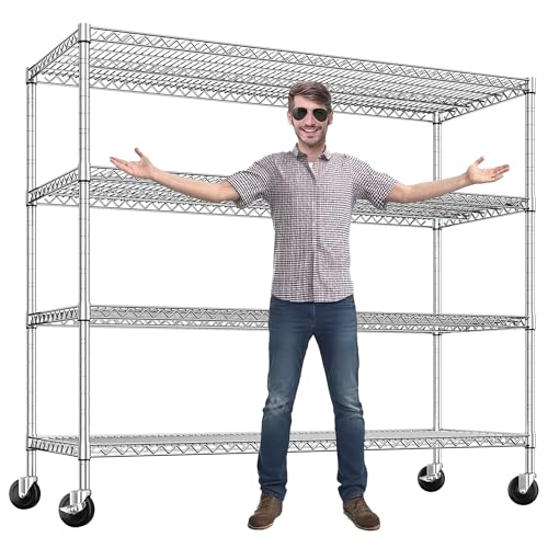 55.5''W Storage Shelves 2500LBS Wire Shelving Unit with Wheels