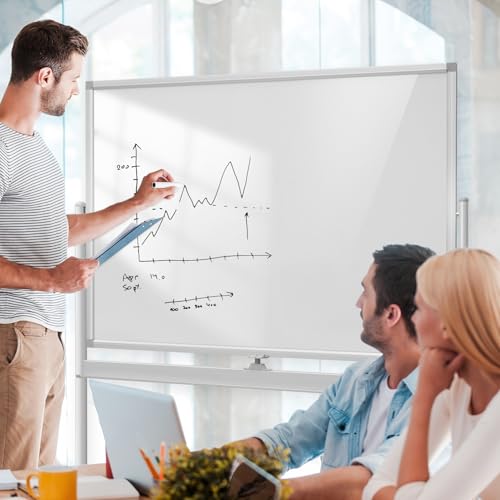 Rolling Writeboard Premium Tempered Magnetic Glass Double Sided Easel
