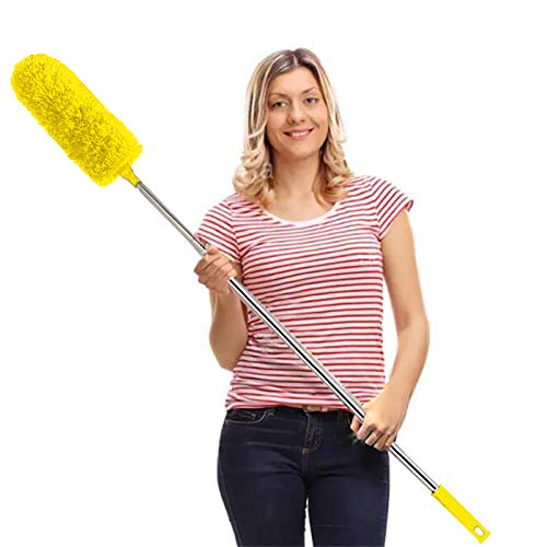 Microfiber Feather Duster Extendable Cobweb Duster with 100 inches Extra Long Pole