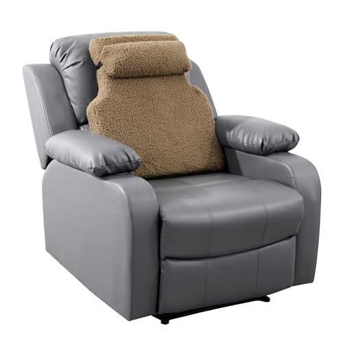 Sherpa Fleece Lumbar Support Pillow with Headrest for Recliner
