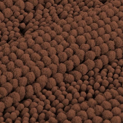 Bathroom Rugs Bath Mats Sets Super Absorbent Chenille Striped Bath Mats Non Skid Machine Wash Dry Rugs for Bathroom Floor Set of 2