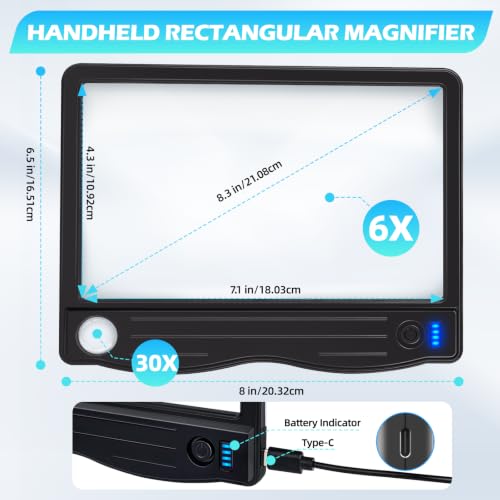 Rechargeable 6X 30X Magnifying Glass with Light