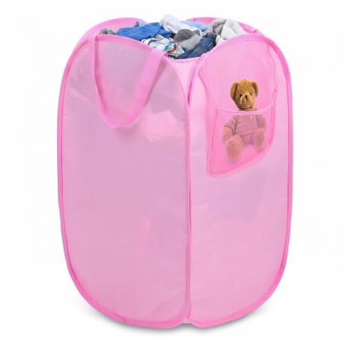 Sturdy Foldable Pop Up Laundry Hamper with Side Pockets