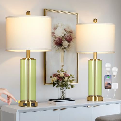 Glass Table Lamps Set of 2
