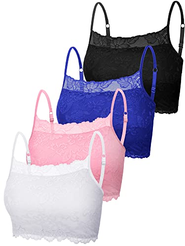 4 Pack Women Soft Lace Cami Stretch Half Camisole Top