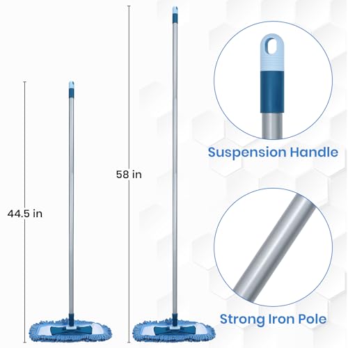 Dust Mop for Hardwood Floors with 57" Long Handle Wet & Dry Mops for Catching Pet Hair and Dust Bunny Microfiber Dust Mops for Vinyl