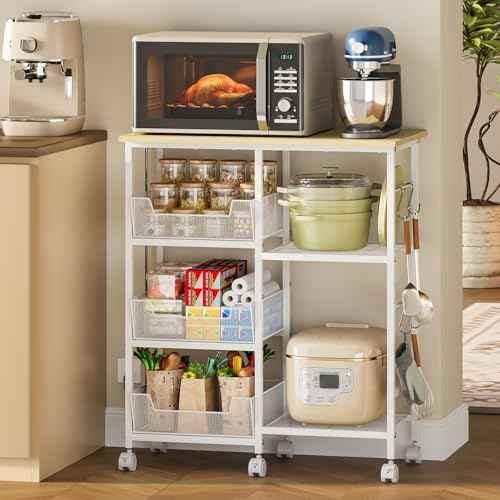 Rolling Kitchen Storage Microwave Cart