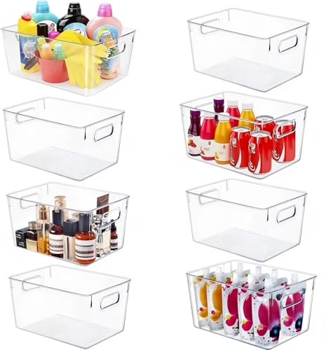 Set of 8 Clear Plastic Storage Bins