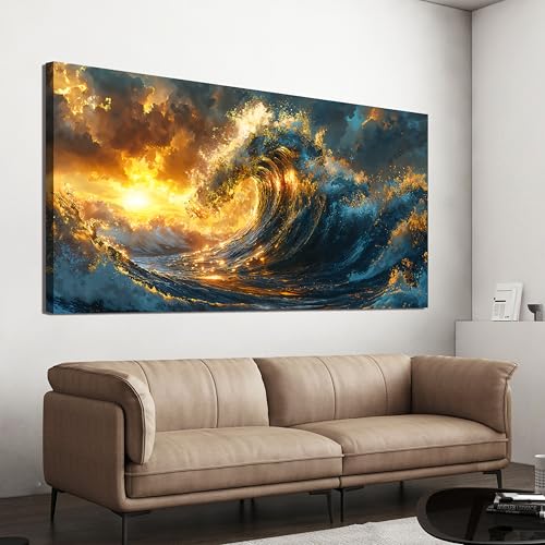 Oversized Wall Art Decor Gold Boho Canvas Art Wall Decor For Living Room
