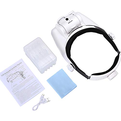 Headband Magnifying Glasses with LED Lights and Interchangeable Lenses