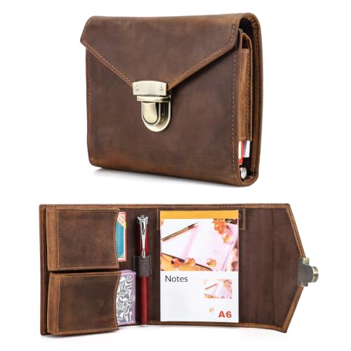 Leather Playing Card Organizer Portable Double Deck Playing Card Case Multifunctional Gaming Accessory with Pen Holder and A6 Notepad Pocket