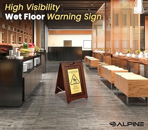 Wooden Caution Wet Floor Sign Slippery A