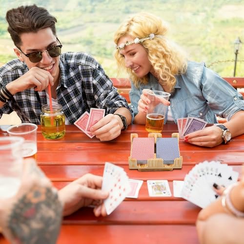 Upgraded Wood Playing Card Holder 360° Rotating