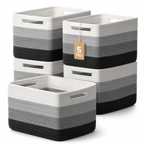 5 Pack Woven Storage Baskets