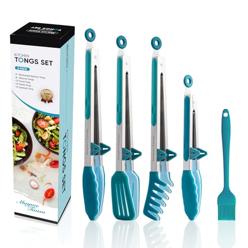 5 Pack Silicone Tongs for Cooking