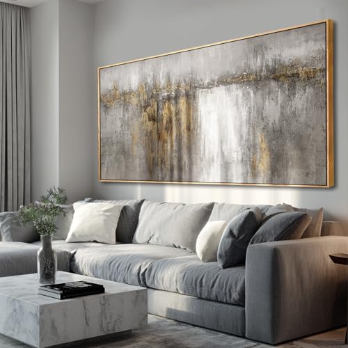 White Canvas Wall Art Extra Large Wall Decor Framed Abstract Poster Pictures Black Flowers Arts Blue Artwork for Hotel Gallery