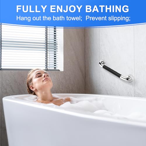 2 Pack Grab Bars for Bathtubs and Showers with Anti Slip Soft Strip