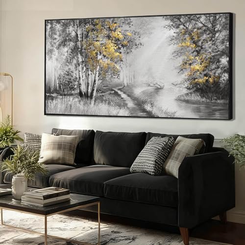 Canvas Wall Art Rustic Farmhouse Wall Decor Large Painting Black Landscape Abstract Art Kitchen Decor Men Bedroom Decor Poster Prints Mountain Huge Pictures