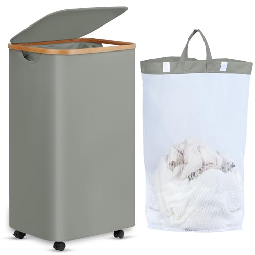 Laundry Basket with Wheels and Lid
