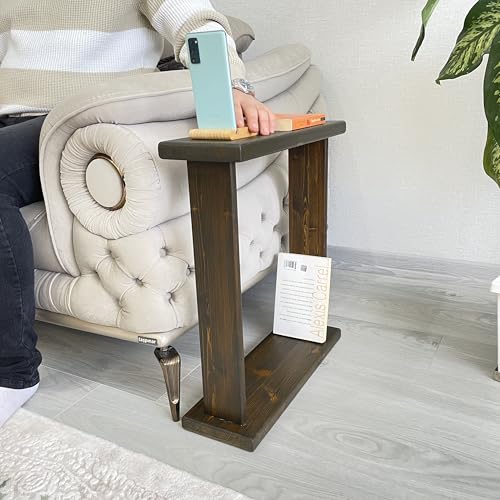 Very Narrow 7 inch Wide Side Table for Small Apartment Between Chairs