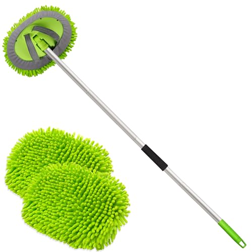 62" Microfiber Car Wash Brush with Long Handle Car Washing Mop Kit Mitt Sponge Car Cleaning Supplies Duster RV Washing Car Brushes
