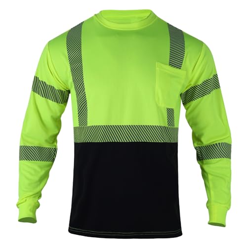 Safety Shirts for Men High Visibility Reflective Hi Vis Construction Work T Shirts Long Sleeve Breathable