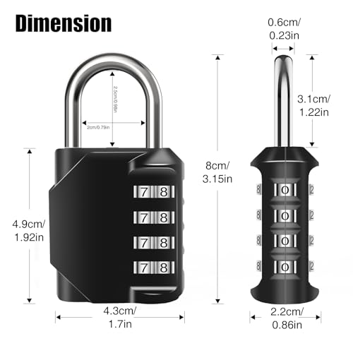 Combination Lock Waterproof 4 Digit Padlocks with Combination Code