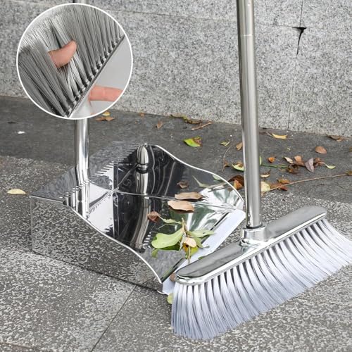 Indoor Soft Bristles Broom and Dustpan with Long Handle